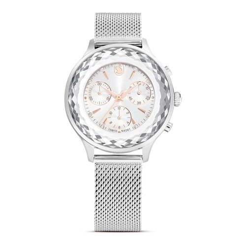 Reloj Nova Chrono, Fabricado en Suiza, Brazalete de metal, Tono plateado, Acero inoxidable