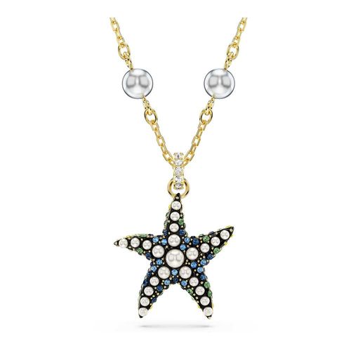 Colgante Idyllia, Crystal pearls, Estrella de mar, Multicolor, Baño tono oro