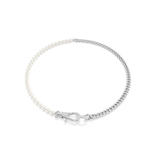 Collar Dextera, Pavé, Crystal Pearl, Blanco, Baño de rodio