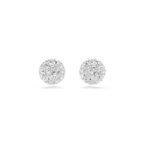 Pendientes de botón Dextera, Talla redonda, Blancos, Baño de rodio