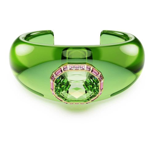 Brazalete Dulcis, Talla octogonal, Pavé, Verde, Baño tono oro