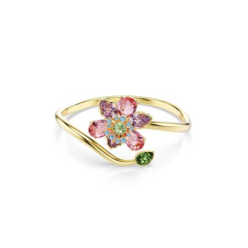 Brazalete Idyllia, Tallas mixtas, Flor, Multicolor, Baño tono oro