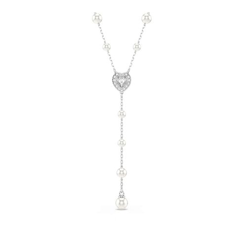 Collar en Y Ariana Grande x Swarovski, Tallas mixtas, Corazón, Blanco, Baño de rodio