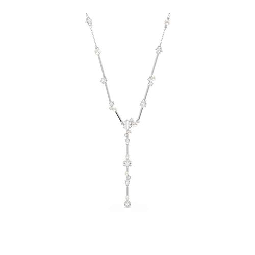 Collar en Y Constella, Crystal Pearl, Tallas redondas, Blanco, Baño de rodio