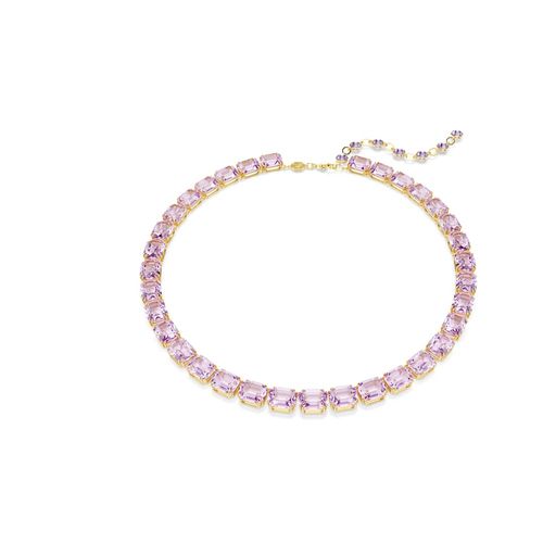Collar Tennis Millenia, Talla octogonal, Morado, Baño tono oro