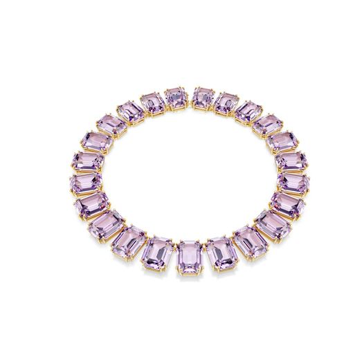 Collar Tennis Millenia, Talla octogonal, Morado, Baño tono oro