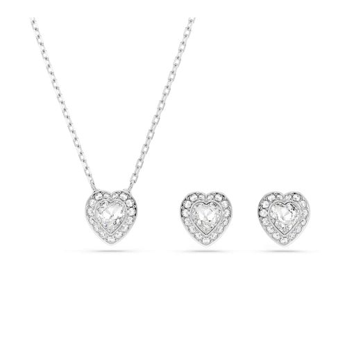 Conjunto Ariana Grande x Swarovski, Tallas mixtas, Corazón, Blanco, Baño de rodio