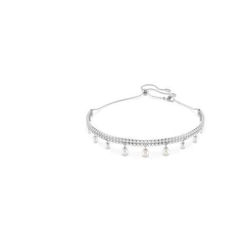 Gargantilla Ariana Grande x Swarovski, Perla de cristal, Talla redonda, Blanca, Baño de rodio