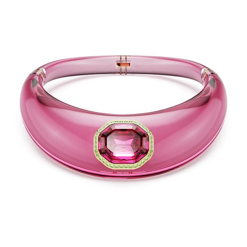 Gargantilla Dulcis, Talla octogonal, Pavé, Rosa, Baño tono oro