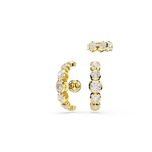 Pendiente ear cuff Imber, Conjunto (3), Talla redonda, Blanco, Baño tono oro