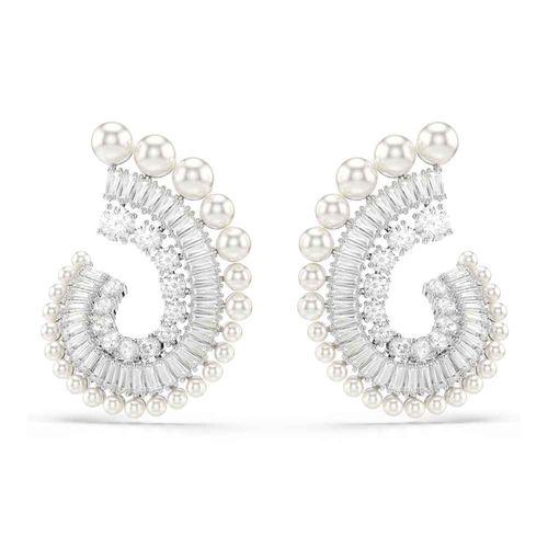 Pendientes Ariana Grande x Swarovski, Perla de cristal, Tallas mixtas, Blancos, Baño de rodio