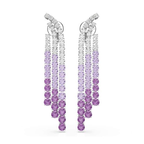 Pendientes de clip Matrix, Degradado de color, Tallas redondas, Morados, Baño de rodio