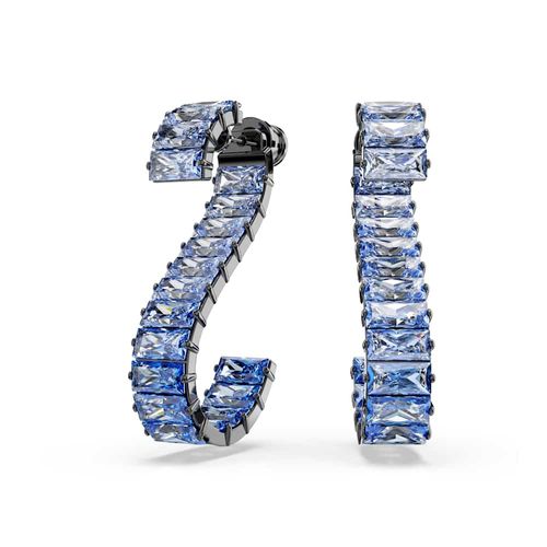 Pendientes Matrix, Talla baguette, Azules, Baño de rutenio