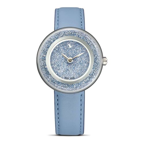 Reloj Crystalline Lustre, Fabricado en Suiza, Correa de piel, Azul, Acero inoxidable
