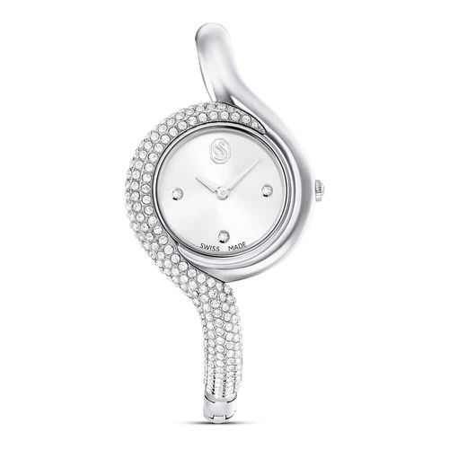Reloj Dextera Asymmetric, Fabricado en Suiza, Brazalete de metal, Tono plateado, Acero inoxidable
