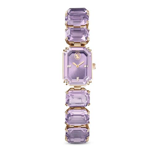 Reloj, Pulsera de talla octogonal, Morado, Acabado tono oro champán