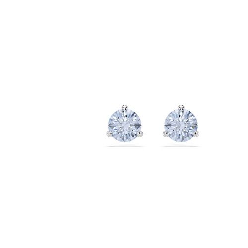 Pendientes de botón Solitaire, Talla redonda, Azules, Baño de rodio