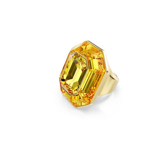 Anillo de cóctel Lucent, Forma octagonal, Amarillo, Baño tono oro