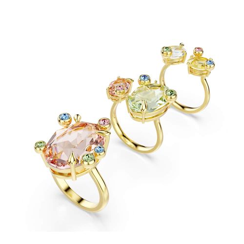 Anillo Gema, Conjunto (3), Tallas mixtas, Multicolor, Baño tono oro