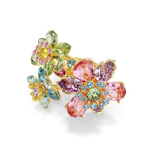 Anillo Idyllia, Tallas mixtas, Flor, Multicolor, Baño tono oro