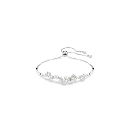 Brazalete Constella, Crystal Pearl, Tallas redondas, Blanco, Baño de rodio SWA5705618