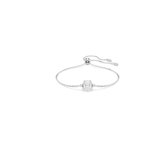 Pulsera Birthstone, Talla cuadrada, Abril, Blanca, Baño de rodio