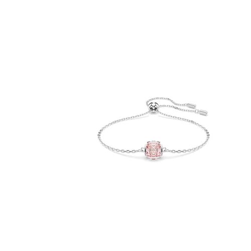 Pulsera Birthstone, Talla cuadrada, Junio, Rosa, Baño de rodio