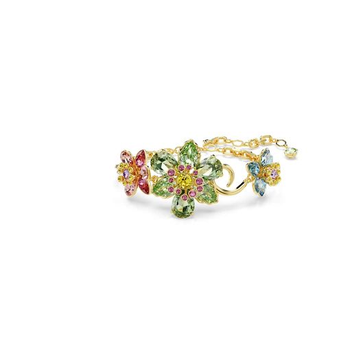 Pulsera Idyllia, Tallas mixtas, Flor, Multicolor, Baño tono oro