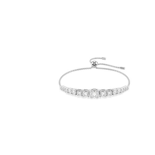 Pulsera Matrix, Degradado de tallas redondas, Blanca, Baño de rodio