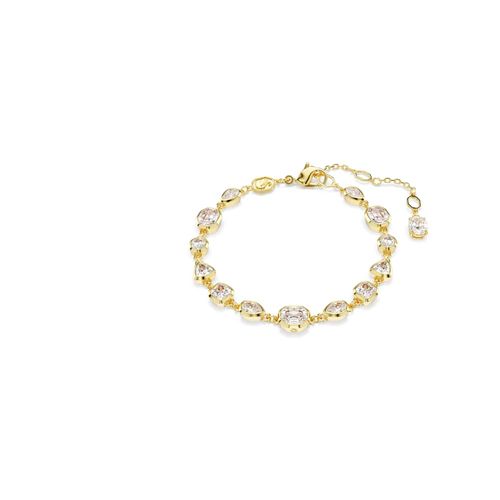 Pulsera Tennis Imber, Tallas mixtas, Blanca, Baño tono oro
