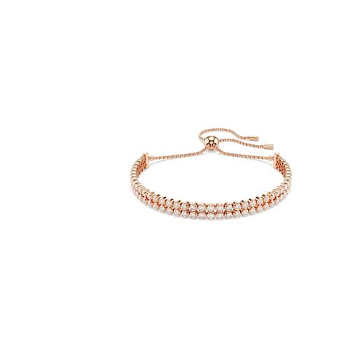 Pulsera Tennis Matrix, Talla redonda, Blanca, Baño tono oro rosa