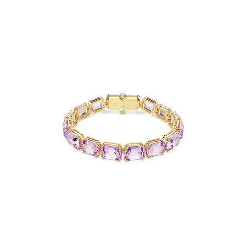 Pulsera Tennis Millenia, Talla octogonal, Morada, Baño tono oro