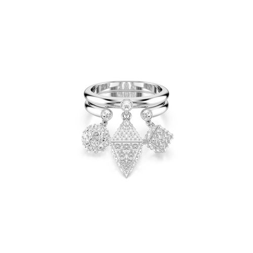 Anillo Dextera, Conjunto (2), Esfera y cubo, Blanco, Baño de rodio