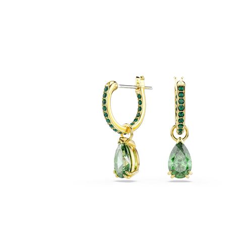 Pendientes Attract, Talla pera, Verdes, Baño tono oro