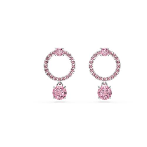 Pendientes Attract, Talla redonda, Rosas, Baño de rodio