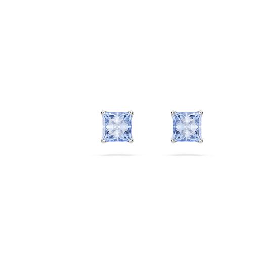 Pendientes de botón Matrix, Talla cuadrada, Azules, Baño de rodio