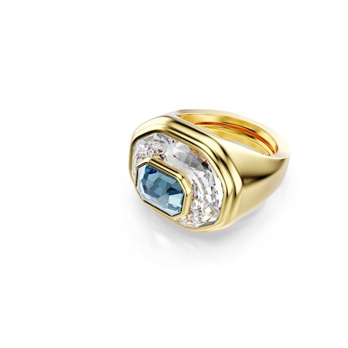 Anillo de cóctel Chroma, Talla octogonal, Azul, Recubrimiento tono oro