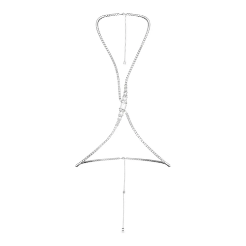 Cadena para el cuerpo Millenia, Talla cuadrada, Blanca, Baño de rodio