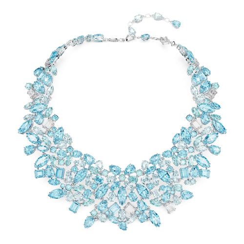Collar Gema, Tallas mixtas, Azul, Recubrimiento en rodio