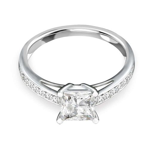 Anillo Attract, Pavé, Blanco, Baño de rodio