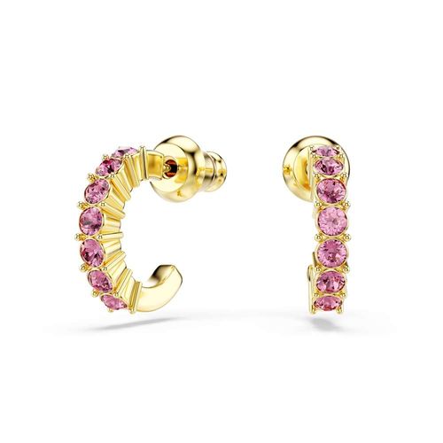 Pendientes de aro Mini Hoop, Talla redonda, Rosas, Baño tono oro