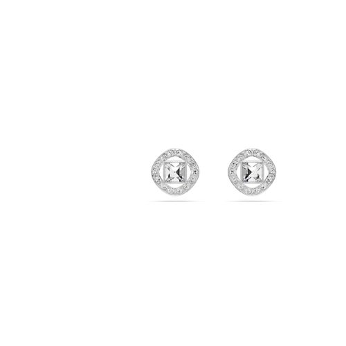 Pendientes de botón Una Angelic, Talla cuadrada, Blancos, Baño de rodio