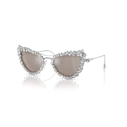 Gafas de sol 2 en 1 clip-on, Arte, Forma de ojo de gato, SK7011, Blancas