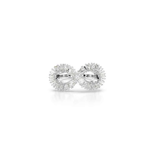 Anillo de cóctel Hyperbola, Símbolo del infinito, Blanco, Baño de rodio