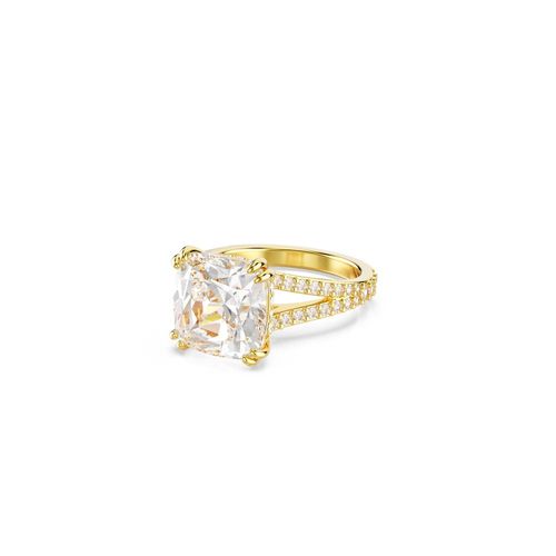 Anillo de cóctel Stilla, Talla cuadrada, Pavé, Blanco, Baño tono oro
