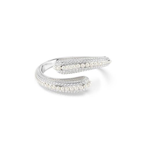 Brazalete Sublima, Perla de cristal, Talla redonda, Blanco, Baño de rodio