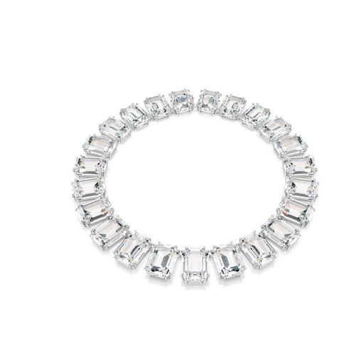 Collar Tennis Millenia, Talla octogonal, Blanco, Baño de rodio
