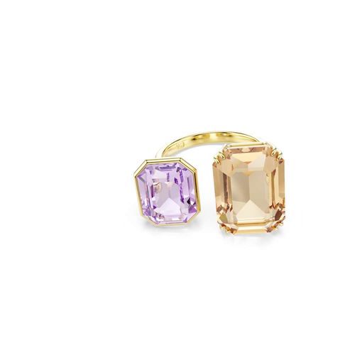 Anillo abierto Millenia, Talla octogonal, Multicolor, Baño tono oro