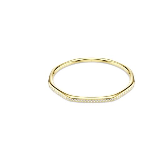 Brazalete Dextera, Forma octagonal, Talla redonda, Blanco, Baño tono oro