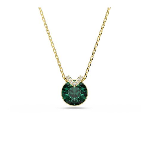 Colgante Bella V, Talla redonda, Verde, Baño tono oro